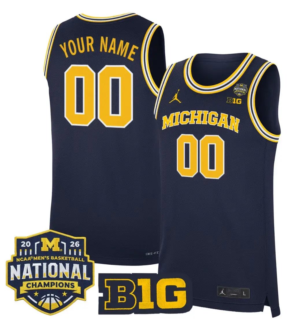 Custom Michigan Wolverines Jersey 2026 National Champions Stitched