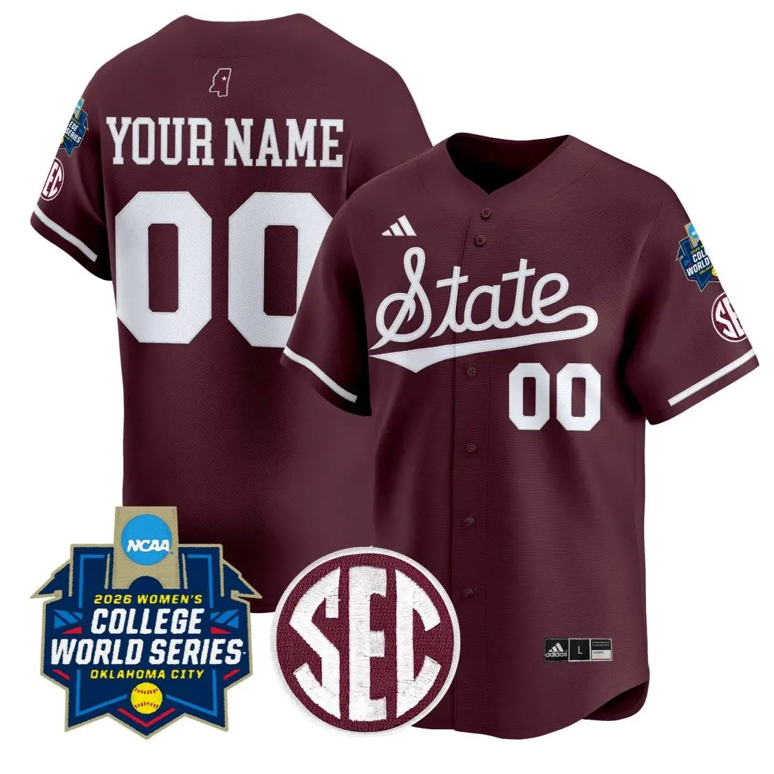 Custom Mississippi State Jersey Softball 2026 World Series Stitched