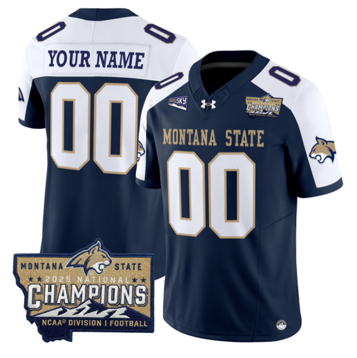 Custom Montana State Bobcats Jersey 2025 National Champions Stitched Gold