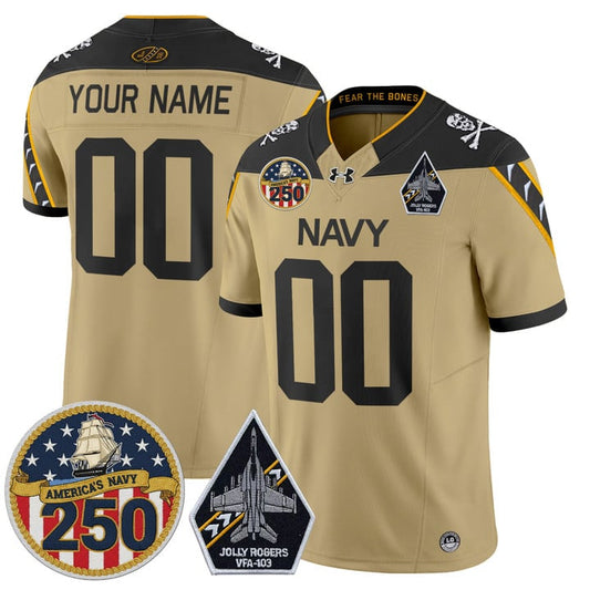 Custom Navy Midshipmen Jersey Jolly Rogers 250th Patch Stitched