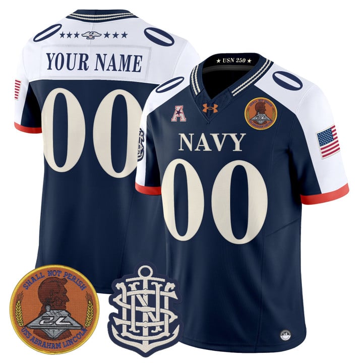 Custom Navy Midshipmen Jersey Name, Number 250th Anniversary Stitched
