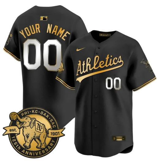 Custom Oakland Athletics Jersey 125th Anniversary Patch Premier Stitched