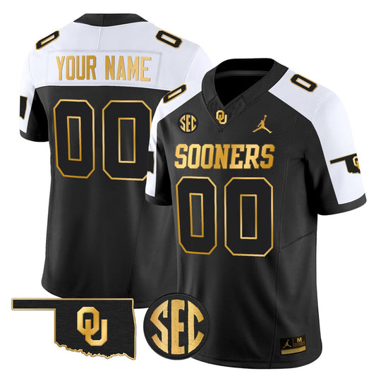 Custom Oklahoma Sooners Jersey 2025 Gold Vapor Limited Stitched