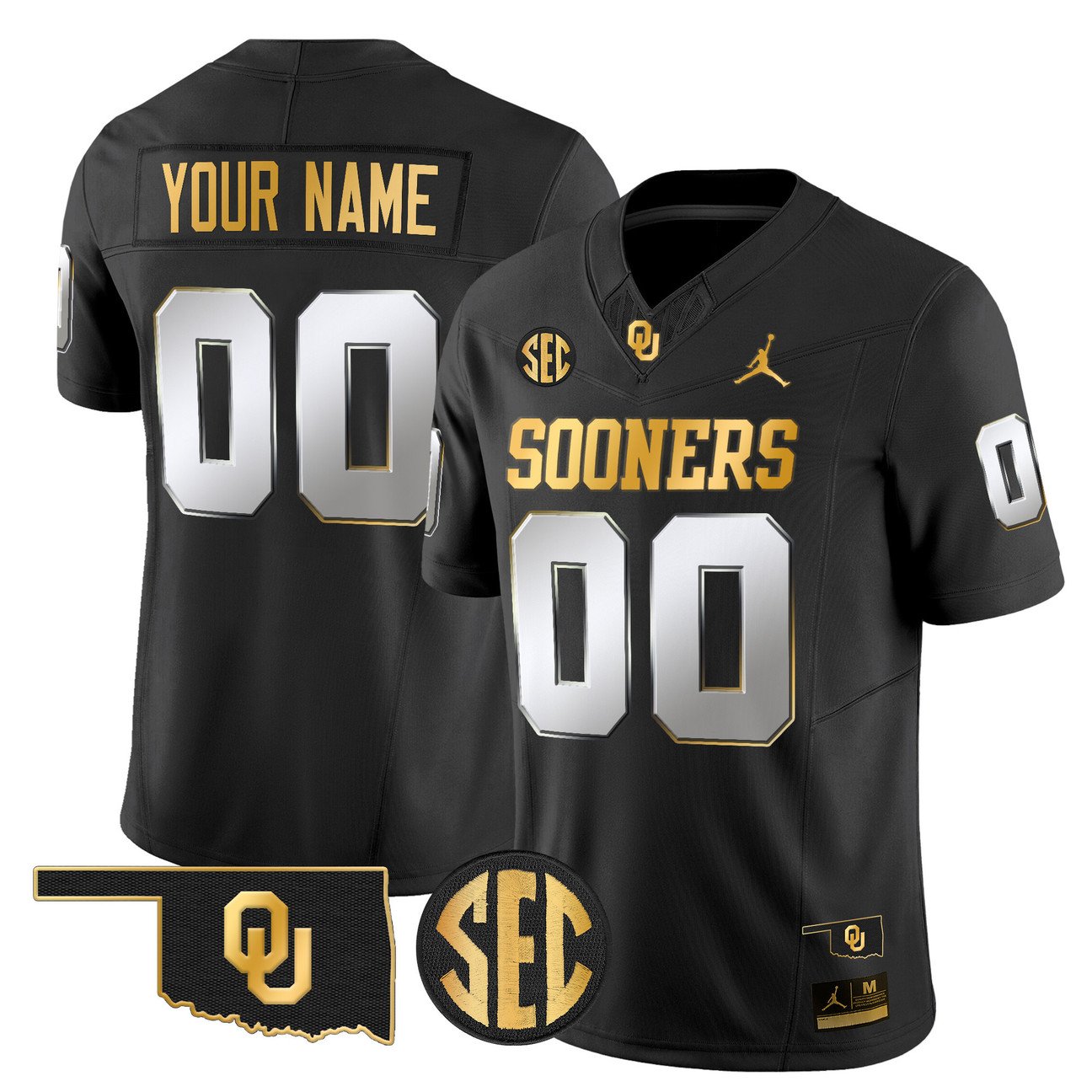 Custom Oklahoma Sooners Jersey 2025 Gold Vapor Limited Stitched