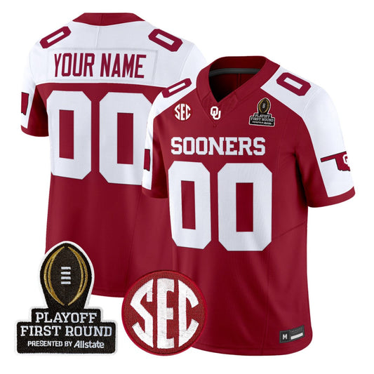 Custom Oklahoma Sooners Jersey 2025 Playoff First Round Stitched