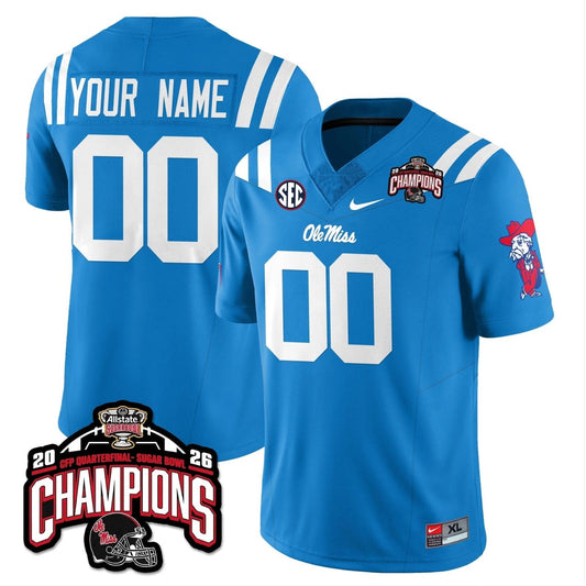 Custom Ole Miss Jersey Allstate Sugar Bowl Champions Patch Stitched