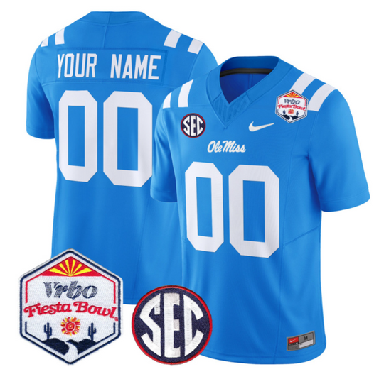 Custom Ole Miss Rebels Jersey 2026 Fiesta Bow Patch Vapor Stitched