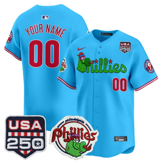 Custom Philadelphia Phillies Jersey Phanatic 250 America Patch Stitched