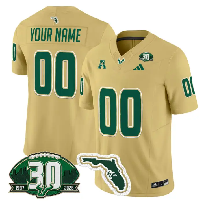 Custom South Florida Bulls Jersey 30th Anniversary Patch Stitched