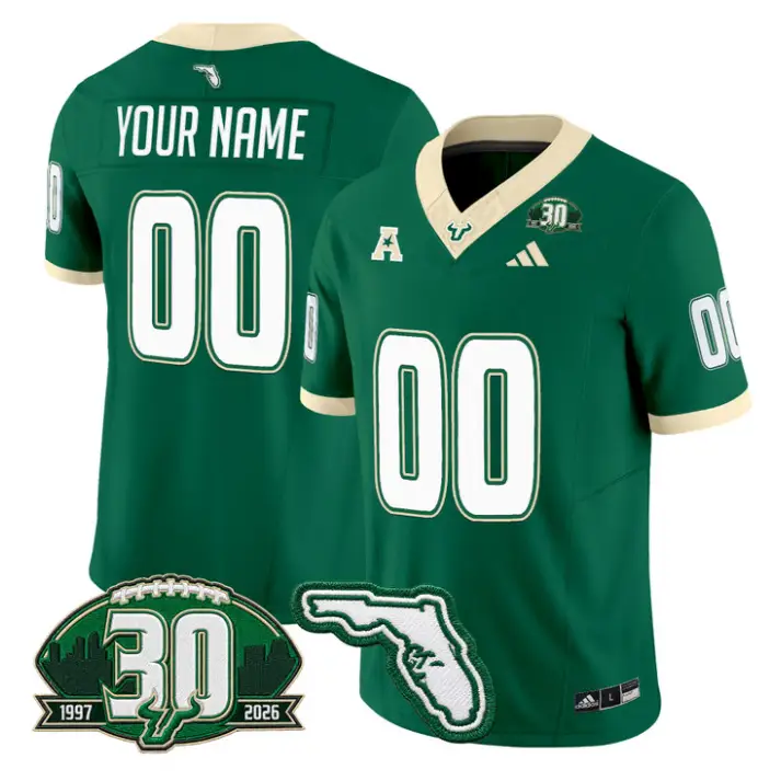 Custom South Florida Bulls Jersey 30th Anniversary Patch Stitched