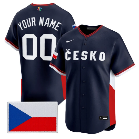 Custom Team Czechia Jersey Name, Number 2026 World Baseball Stitched