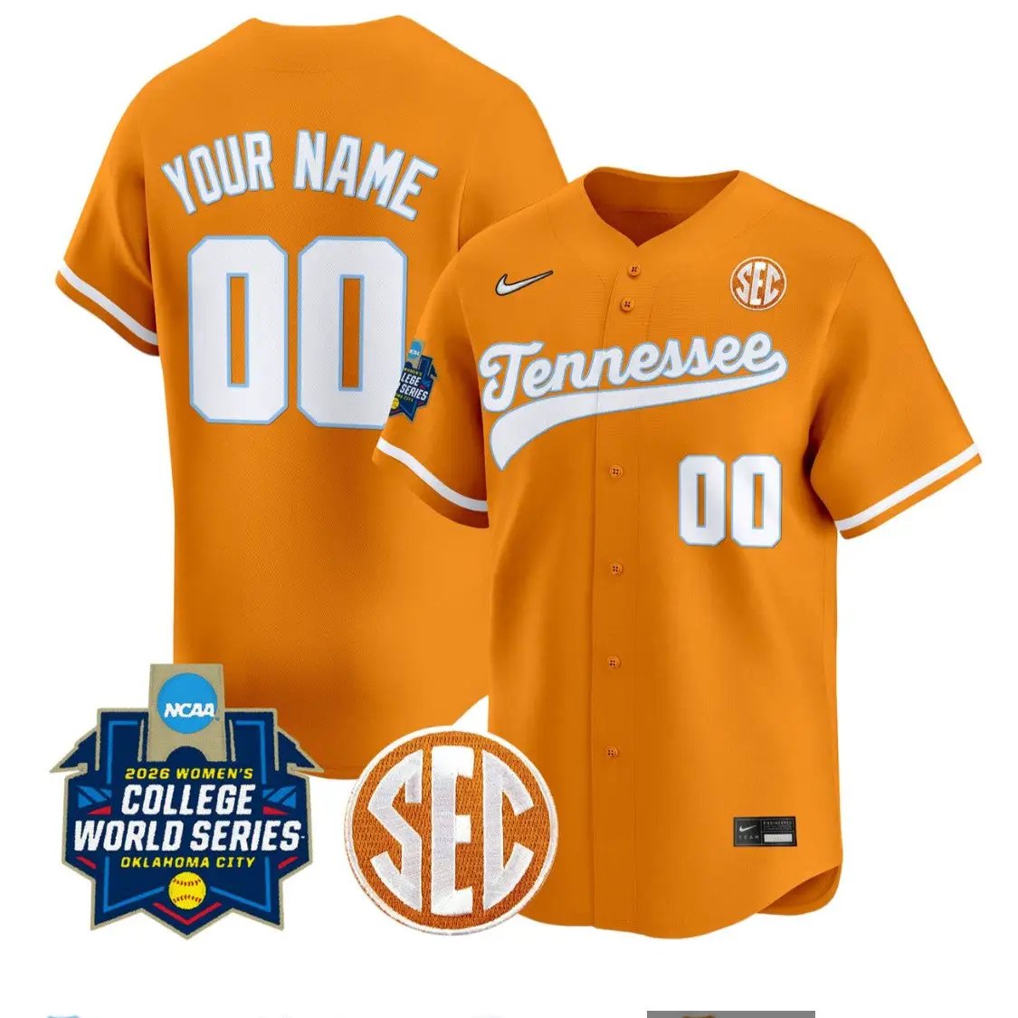 Custom Tennessee Vols Jersey Softball 2026 World Series Stitched
