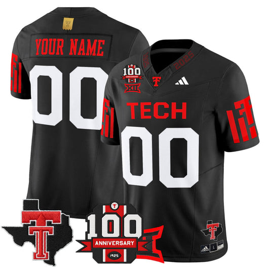 Custom Texas Tech Red Raiders Jersey 100th Anniversary Patch 2025 Stitched