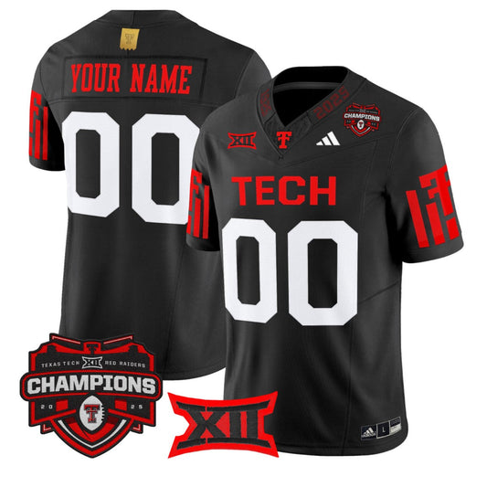Custom Texas Tech Red Raiders Jersey 2025 Big 12 Champions Vapor Stitched