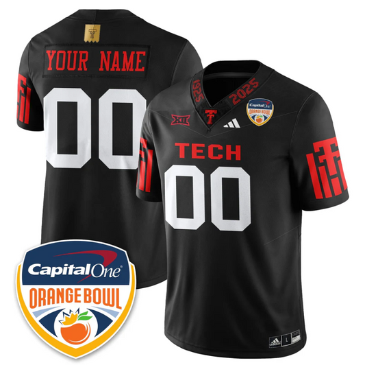 Custom Texas Tech Red Raiders Jersey Name, Number Orange Bowl Vapor Stitched