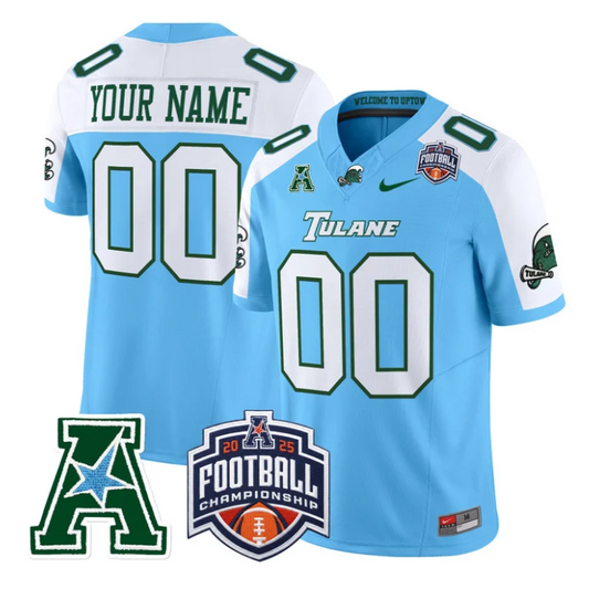 Custom Tulane Green Wave Jersey 2025 AAC Championship Vapor Stitched