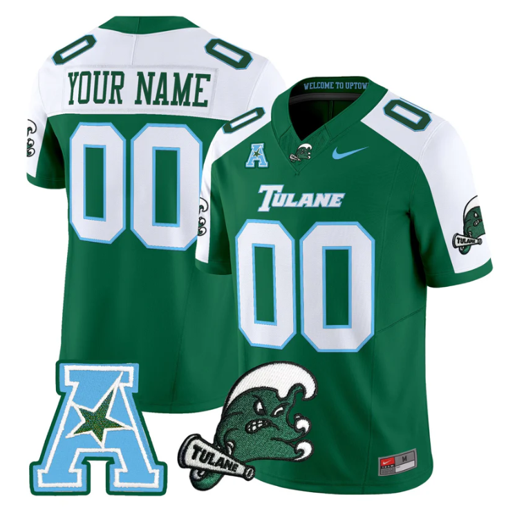 Custom Tulane Green Wave Jersey Name, Number 2025 Vapor Limited Stitched