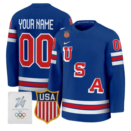 Custom USA Olympic Jersey Name, Number 2026 Premium Hockey All Stitched