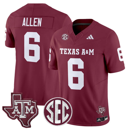 Cyrus Allen Jersey #6 Texas A&M Aggies 2025 Vapor Stitched Maroon