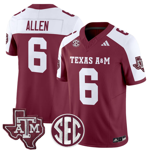 Cyrus Allen Jersey #6 Texas A&M Aggies 2025 Vapor Stitched Maroon Alternate