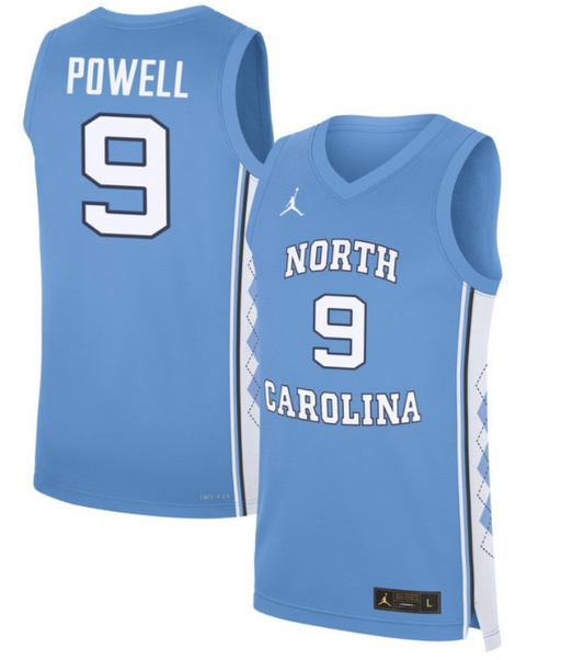 Drake Powell Jersey #9 North Carolina Tar Heels Basketball Blue
