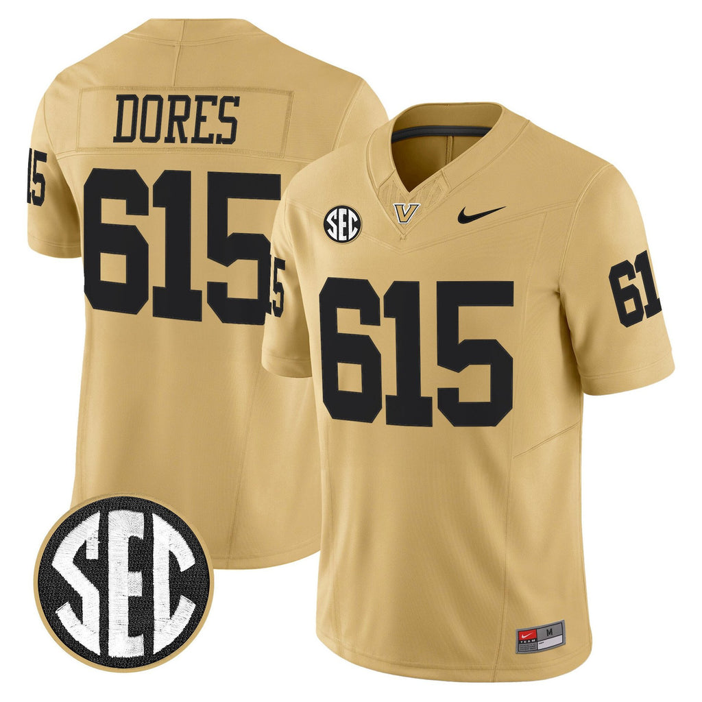Dores Jersey #615 Vanderbilt Commodores 2025 Limited Stitched Gold