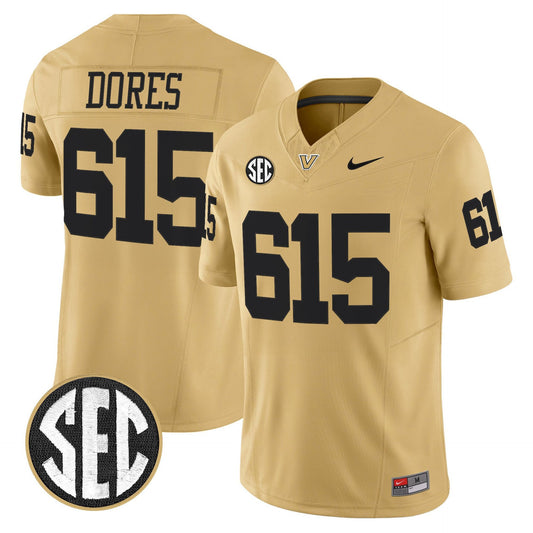 Dores Jersey #615 Vanderbilt Commodores 2025 Limited Stitched Gold