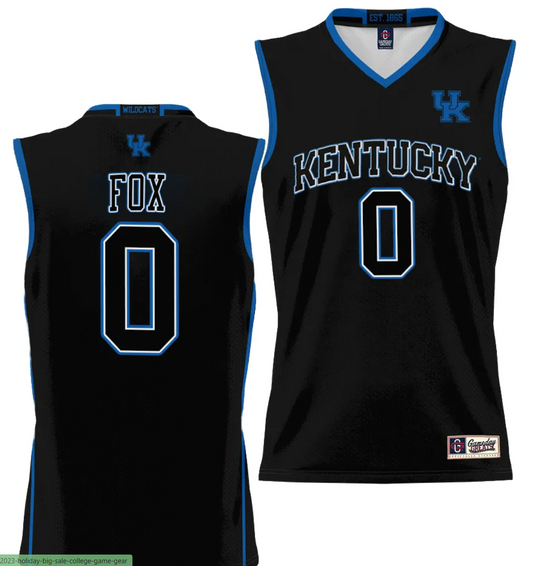 De'Aaron Fox Jersey #0 Kentucky Wildcats NIL College Basketball Lightweight Black