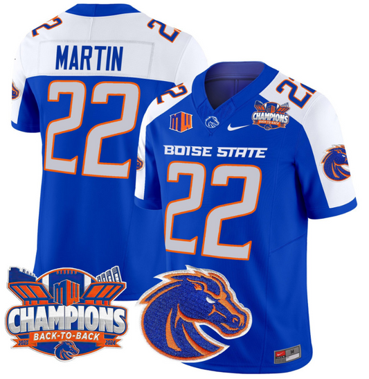 Doug Martin Jersey #22 Boise State Broncos Back To Back Champions Royal Alternate