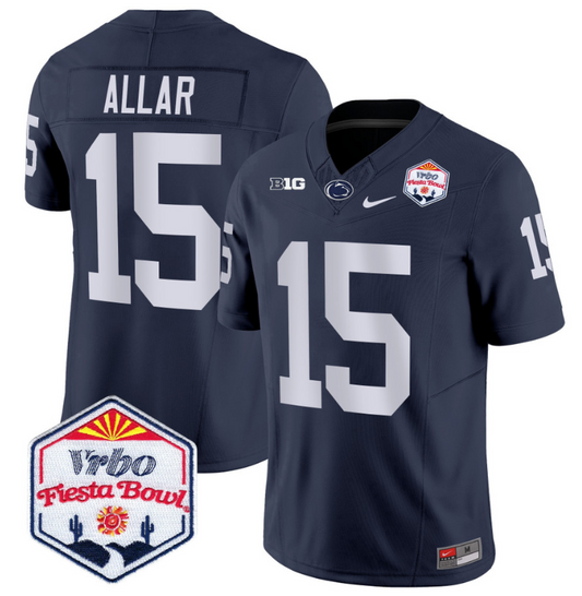 Drew Allar Jersey #15 Penn State 2024 Fiesta Bowl Patch Stitched Navy