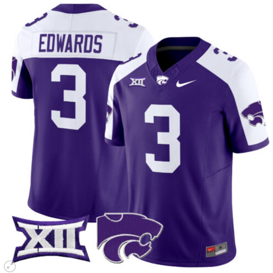 Dylan Edwards Jersey #3 Kansas State Wildcats Vapor Limited Football Purple Alternate