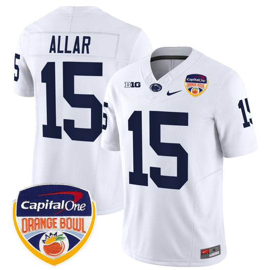 Drew Allar Jersey #15 Penn State Orange Bowl Patch Stitched White