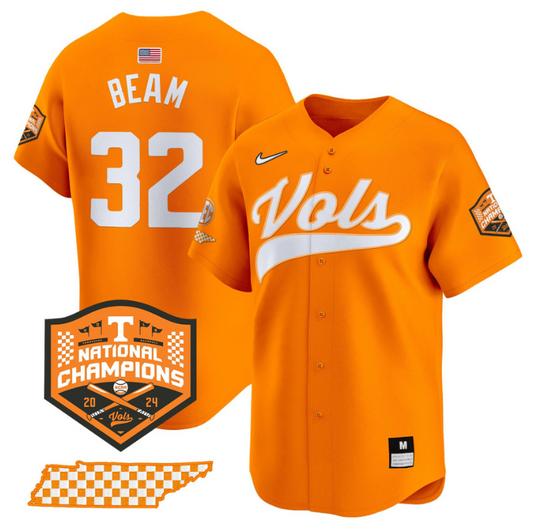 Drew Beam Jersey #32 Tennessee Volunteers Baseball 2024 Champions Vapor Premier Limited Orange