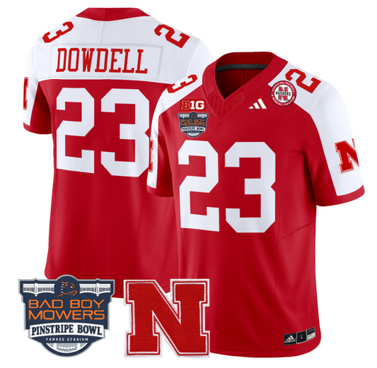 Dante Dowdell Jersey #23 Nebraska Cornhuskers 2025 Pinstripe Bowl Scartlet Alternate