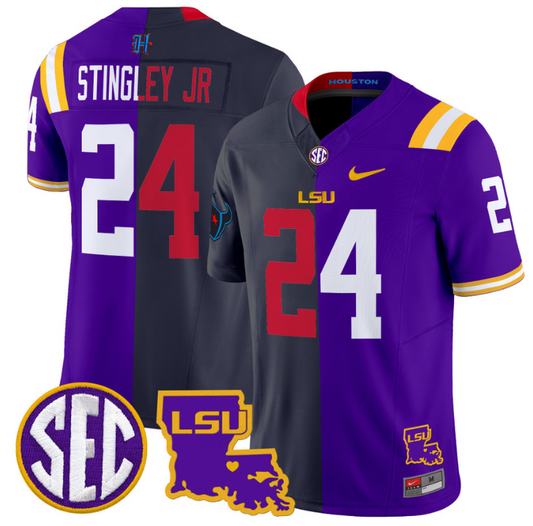 Derek Stingley Jr Jersey #24 LSU Tiger Split Vapor Limited Football All Stitched
