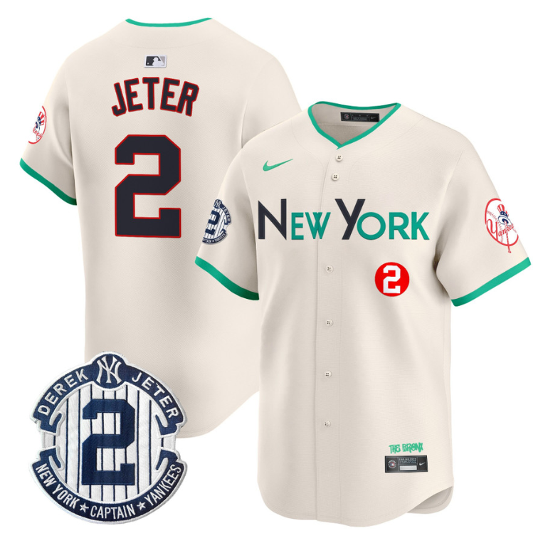 Derek Jeter Jersey #2 New York Yankees City Connect Vapor Premier Limited Stitched Cream