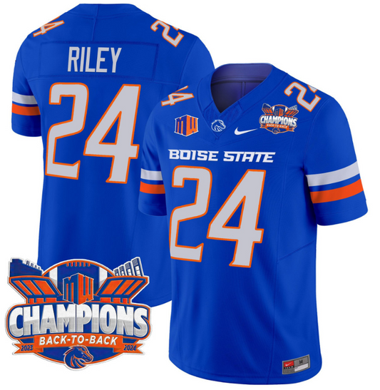 Dylan Riley Jersey #24 Boise State Broncos Back To Back Champions Royal