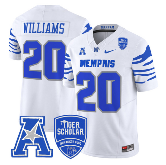 DeAngelo Williams Jersey #20 Memphis Tigers 2024 Vapor Limited Stitched White