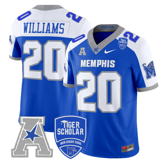 DeAngelo Williams Jersey #20 Memphis Tigers 2024 Vapor Stitched Royal Alternate