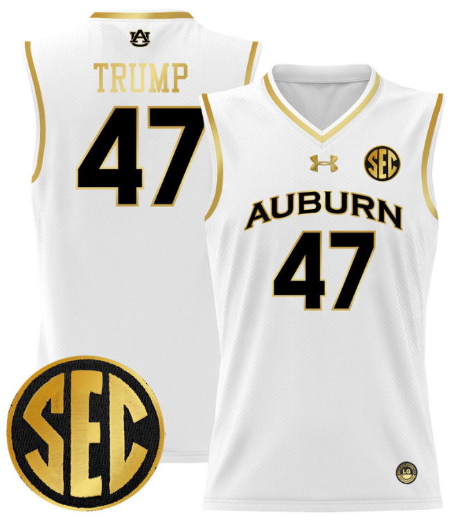 Donald Trump Jersey #47 Auburn Tigers 2024 Lightweight Basketball White Gold