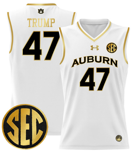 Donald Trump Jersey #47 Auburn Tigers 2024 Lightweight Basketball White Gold