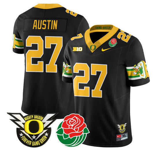 Daylen Austin Jersey #27 Oregon Ducks 2024 Rose Bowl Patch Football Black