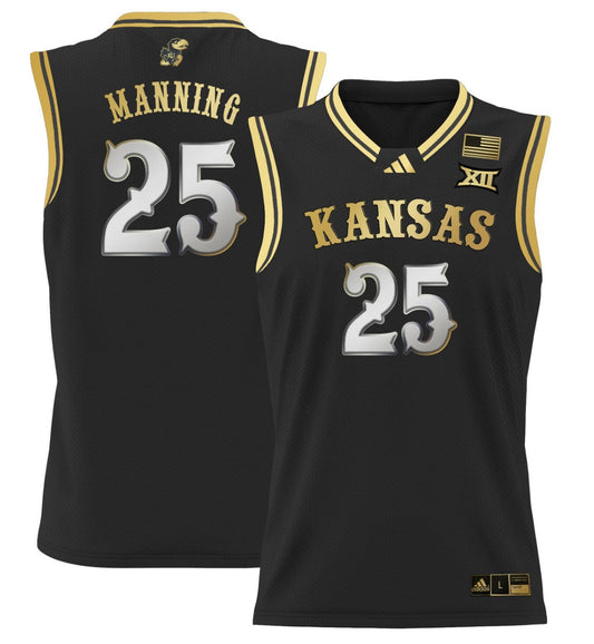 Danny Manning Jersey #25 Kansas Jayhawks 2024 Lightweight Basketball Black Gold (Copy)