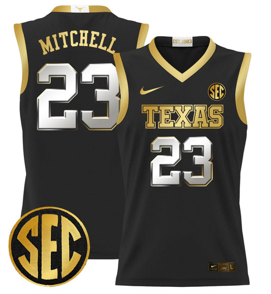 Dillon Mitchell Jersey #23 Texas Longhorns 2024 Lightweight Basketball Black Gold