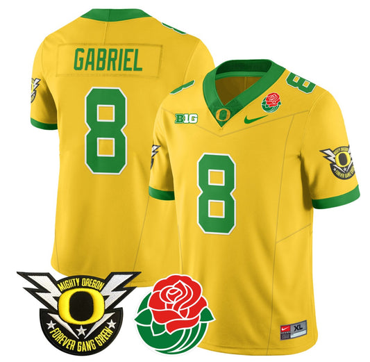 Dillon Gabriel Jersey #8 Oregon Ducks 2024 Mighty Rose Bowl Patch N2 Yellow