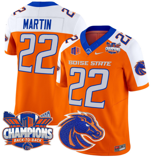 Doug Martin Jersey #22 Boise State Broncos Back To Back Champions Orange Alternate