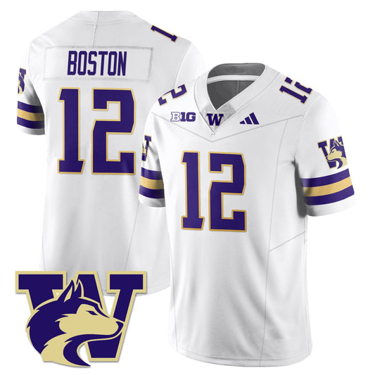 Denzel Boston Jersey #12 Washington Husky Football 2025 Stitched White