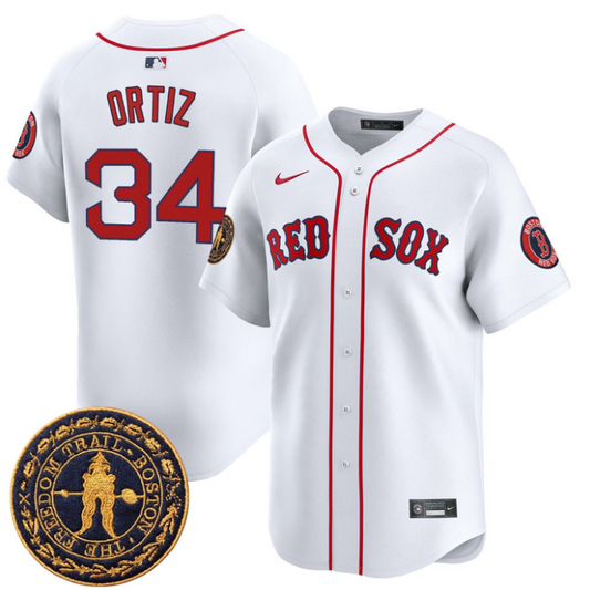 David Ortiz Jersey #34 Boston Red Sox Freedom Trail Patch Vapor Premier Limited Stitched White
