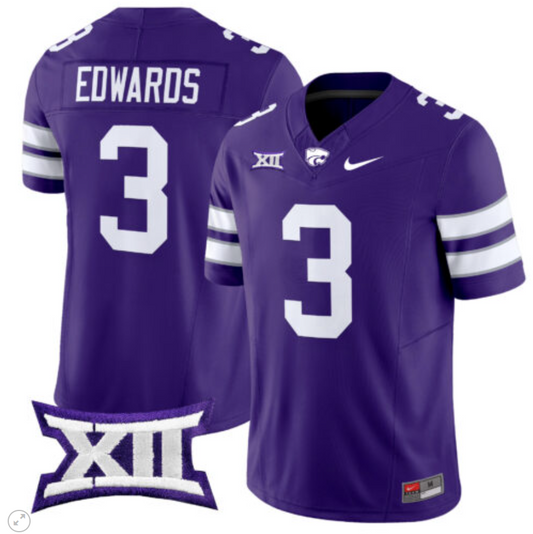 Dylan Edwards Jersey #3 Kansas State Wildcats Vapor Limited Football Purple
