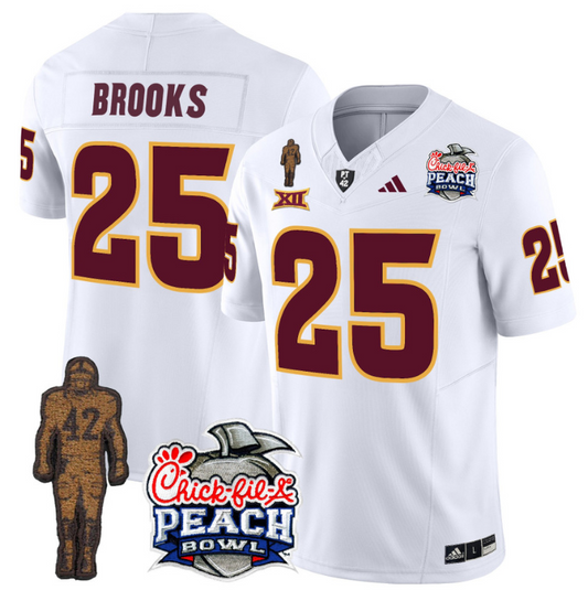 DeCarlos Brooks Jersey #25 Sun Devils Pat Tillman Peach Bowl Patch White